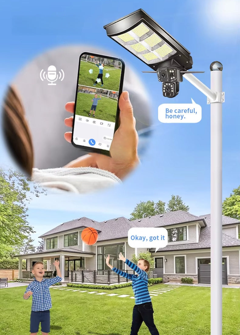 APP-Controlled Integrated Solar Streetlight & Security Monitoring System | IP65 Rated | 4G Connectivity | Outdoor LED Solar Streetlight with Camera — Ideal for Home Courtyards