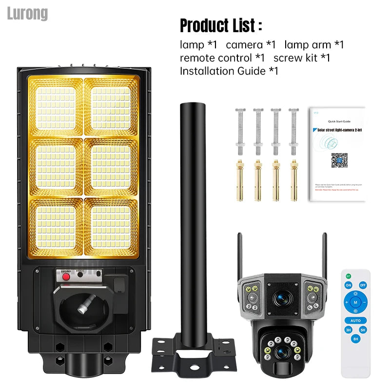 All in One Security CCTV System APP Control Solar Street Light Ip65 4G Home Garden LED Solar Street Light With Camera Outdoor