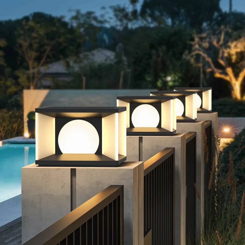 LED Integrated Solar Street Pillar Light IP65 Waterproof Die-casting Aluminum Alloy Outdoor for Home Villa Hotel Porch Courtyard