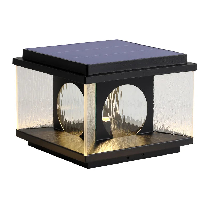 LED Integrated Solar Street Pillar Light IP65 Waterproof Die-casting Aluminum Alloy Outdoor for Home Villa Hotel Porch Courtyard