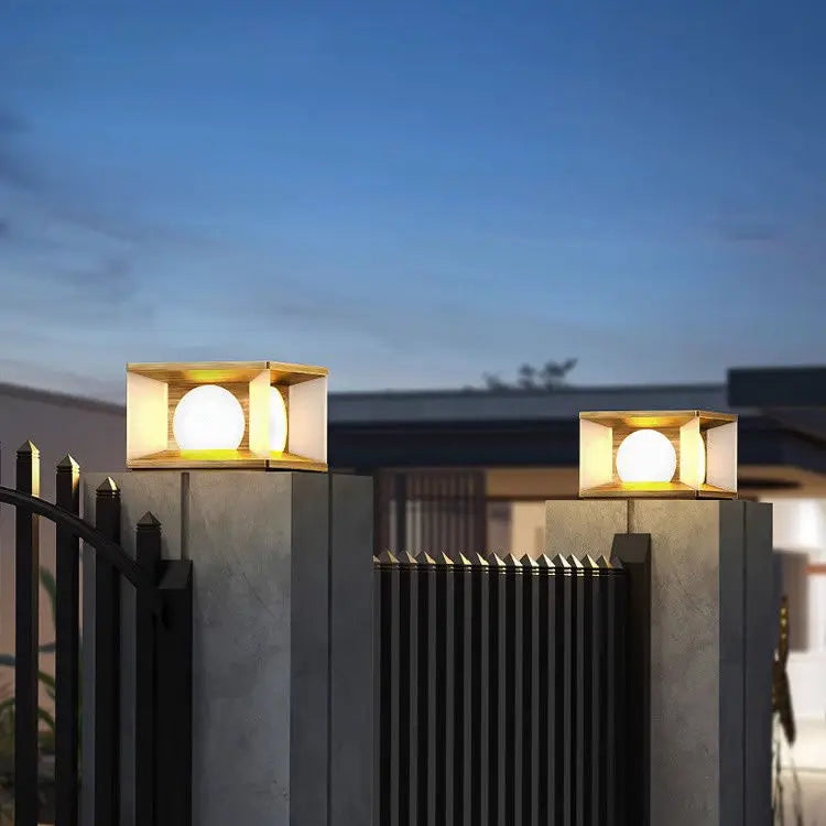 LED Integrated Solar Street Pillar Light IP65 Waterproof Die-casting Aluminum Alloy Outdoor for Home Villa Hotel Porch Courtyard