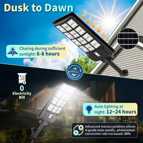 500w1000w2000w Solar Street Light Motion Sensor Street Road Basketball Court Home Cantilever Courtyard Light