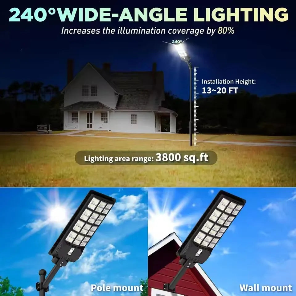 500w1000w2000w Solar Street Light Motion Sensor Street Road Basketball Court Home Cantilever Courtyard Light