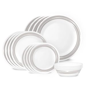 Corelle Brushed Silver 16-piece Dinnerware Set. Service for 4